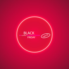 Black friday sale glowing neon sign with Loading Bar on the red background. Light vector background for your advertise, discounts and business