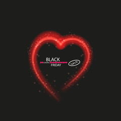 Illustration of an isolated line art heart icon with the text BLACK FRIDAY