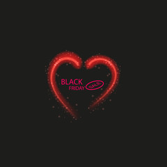Illustration of an isolated line art heart icon with the text BLACK FRIDAY