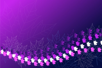 Autumn fall leaves. Leaf pattern background. Vector illustration for  webpages. Purple, blue and white leaves. Eps 10. Ultraviolet color. 
