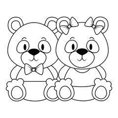 cute and adorable bears panda couple characters