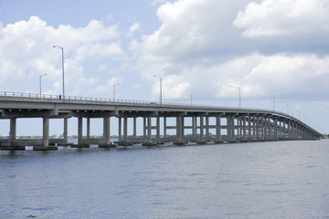 Fototapeta na wymiar Long bridge in Palm Bay, Florida