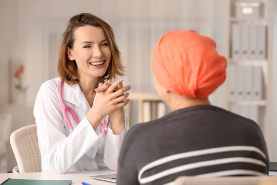 Woman With Cancer Visiting Doctor In Hospital