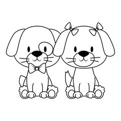cute and adorable couple dog characters