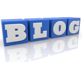 Blog concept in blue color toy cubic