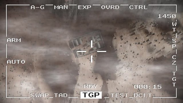 Smart bomb missile drop military drone spy war pov aerial shot falling 4k