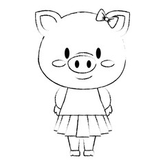 cute and adorable female piggy character