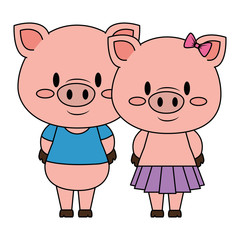 Obraz na płótnie Canvas cute and adorable couple piggy characters