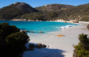Fototapeta na wymiar little beach in the australia, clean watter and blue ocean.