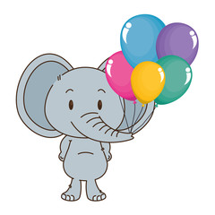 cute and adorable elephant with balloons helium