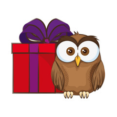 cute and adorable owl with gift