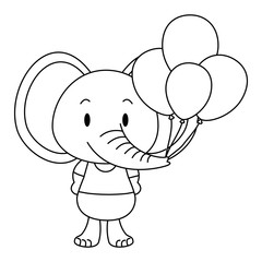 cute and adorable elephant with balloons helium