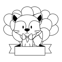 cute and adorable fox with balloons helium