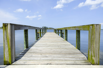 Wooden pier and blue sky