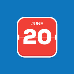 June 20 Calendar Flat Icon