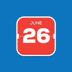 June 26 Calendar Flat Icon