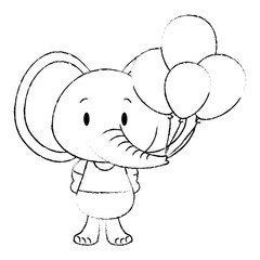 cute and adorable elephant with balloons helium