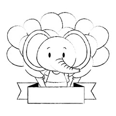 adorable elephant with balloons helium and ribbon