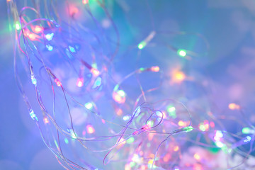 Blur blue and pink christmas lights