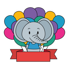 adorable elephant with balloons helium and ribbon