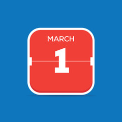 March 1 Calendar Flat Icon