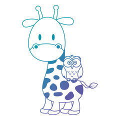 cute and adorable giraffe with owl characters