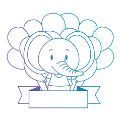 adorable elephant with balloons helium and ribbon