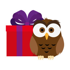 cute and adorable owl with gift