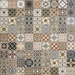 Fototapeta na wymiar Old wall ceramic tiles patterns handcraft from thailand parks public