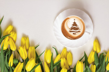 cappuccino with a picture of a Christmas tree