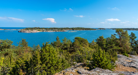 Fototapeta na wymiar A panoramic view of St. Anna archipelago in the Baltic sea, Sweden