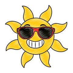 summer sun with sunglasses vector illustration design