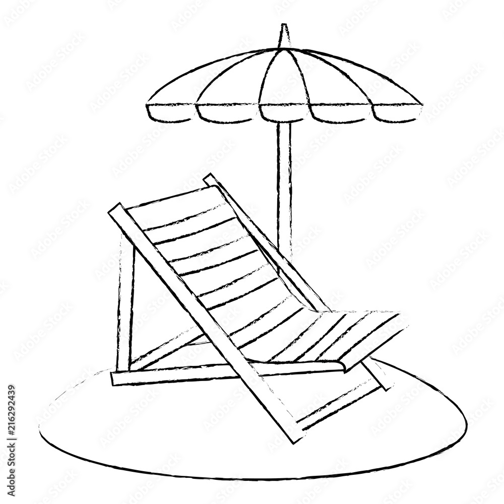 Canvas Prints beach chair with umbrella