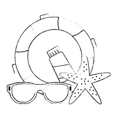 float lifeguard with sunglasses and starfish