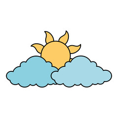 summer sun with clouds vector illustration design