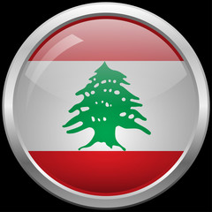 Lebanese flag glass button vector illustration