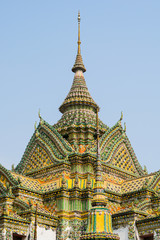 Decorated spires of Bangkok Royal Palace and buddhist temples, Thailand.