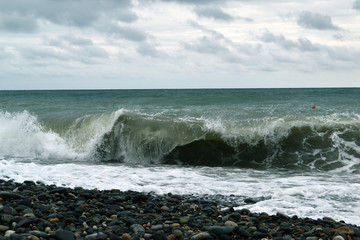 Big ocean wave close up 
