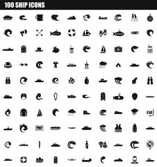 100 ship icon set. Simple set of 100 ship vector icons for web design isolated on white background