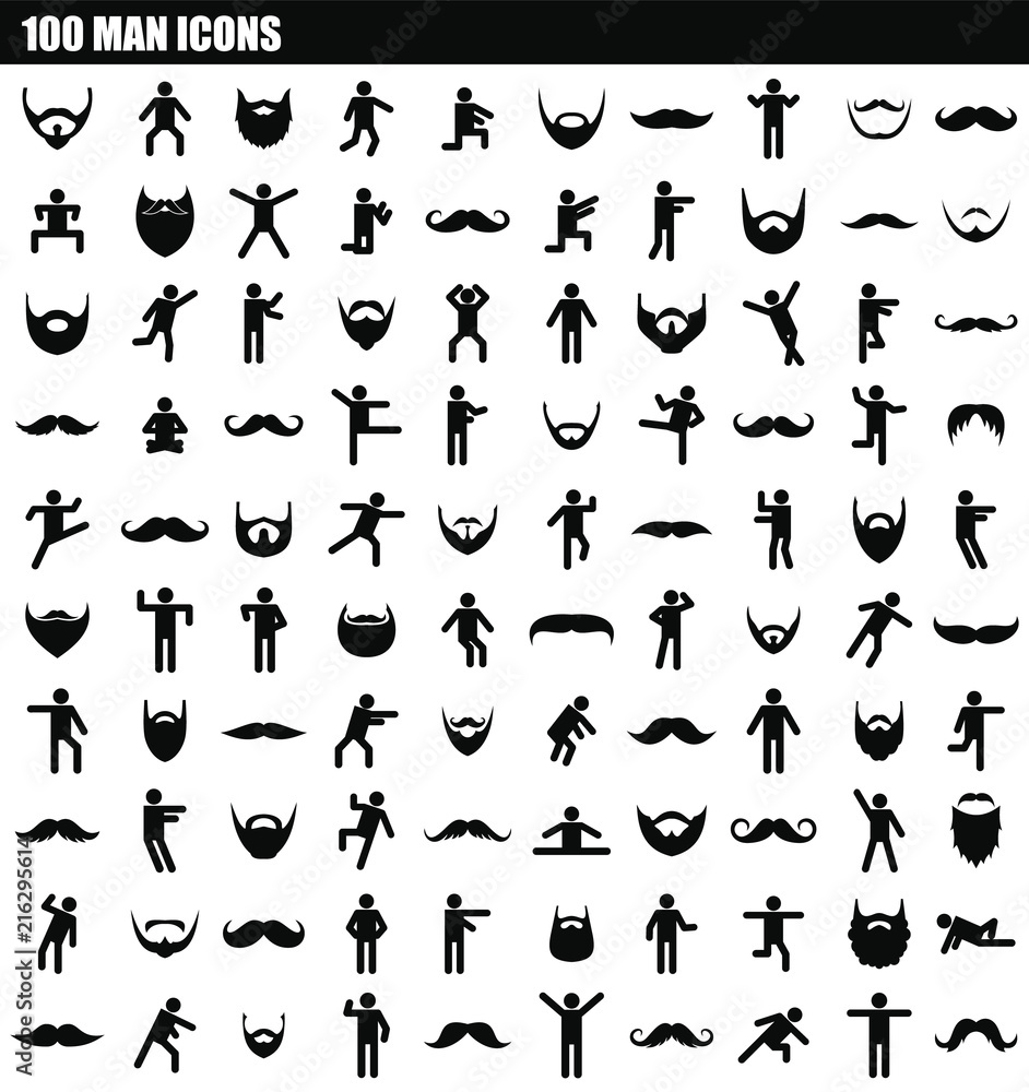 Poster 100 man icon set. simple set of 100 man vector icons for web design isolated on white background