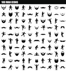 100 man icon set. Simple set of 100 man vector icons for web design isolated on white background