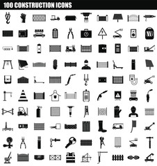 100 construction icon set. Simple set of 100 construction vector icons for web design isolated on white background