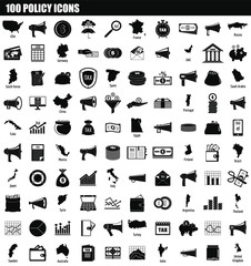 100 policy icon set. Simple set of 100 policy vector icons for web design isolated on white background