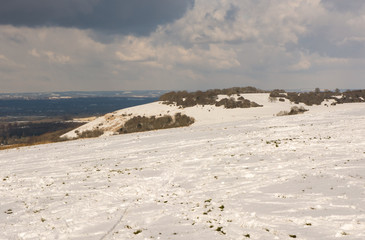 South Downs under snow, near Brighton, England