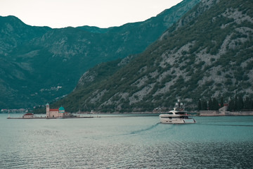 View of the Our Lady of the Rocks church in the Kotor Bay near Perast town, Montenegro