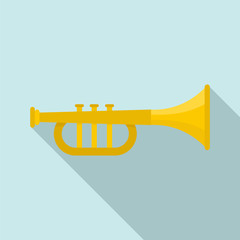 Gold trumpet icon. Flat illustration of gold trumpet vector icon for web design