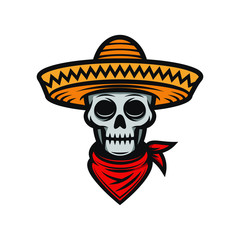 Mexican skull in sombrero
