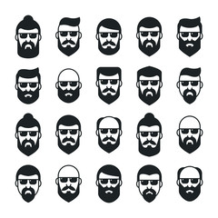 Bearded man with glasses. Hipster characters. Set of Modern Flat Line. People Avatars