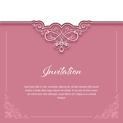 Vintage background with lace border for greeting card or wedding invitation. Vector Illustration