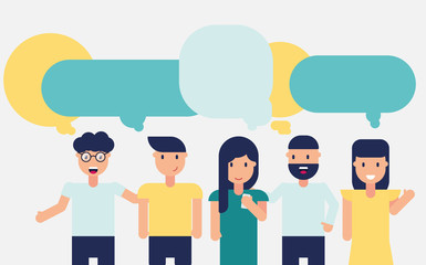 People discuss news. Flat design for social network.